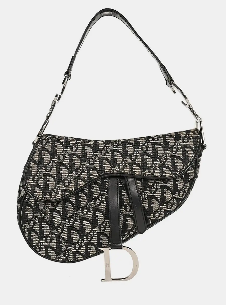 Dior Saddle Black Trotter Canvas Saddle Bag