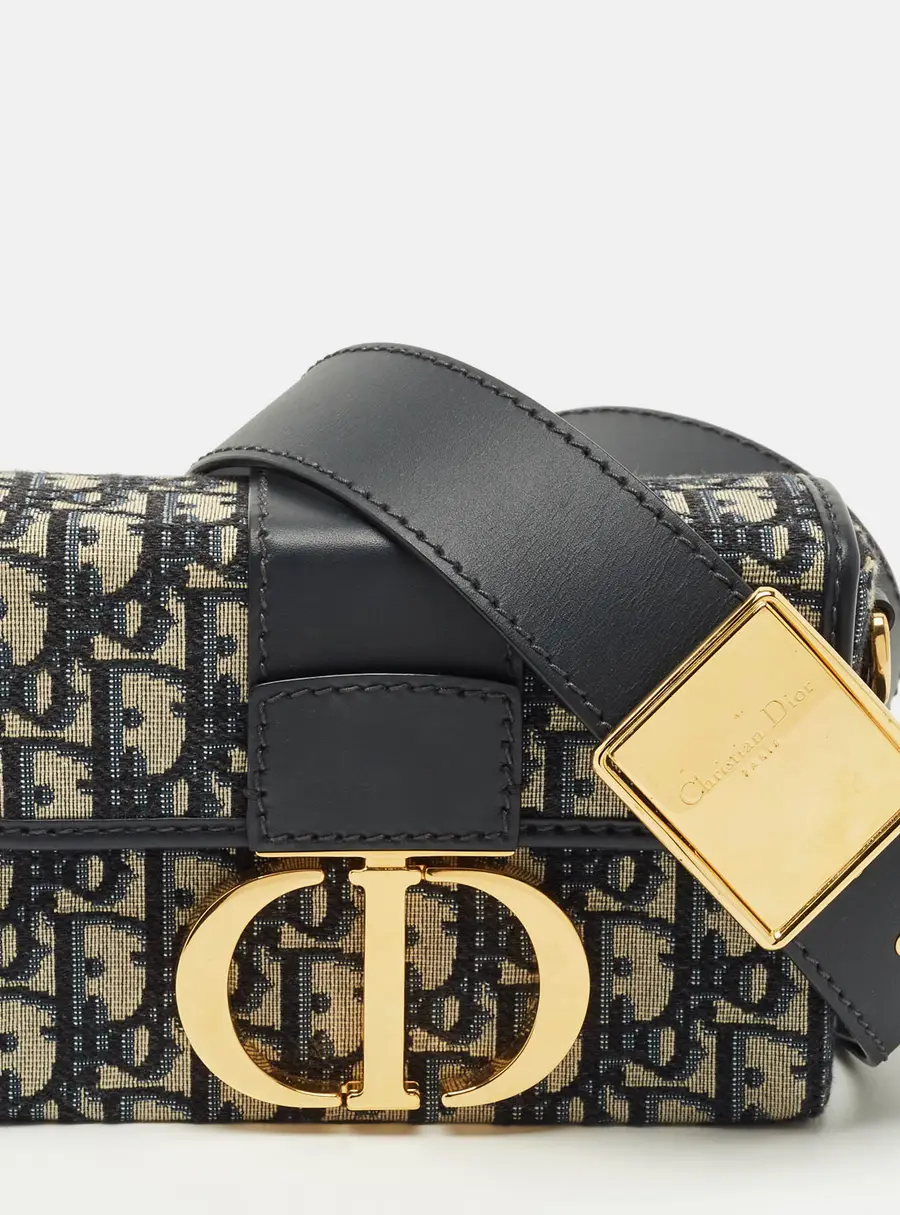 Dior 30 Montaigne Blue Canvas and Leather Crossbody Bags