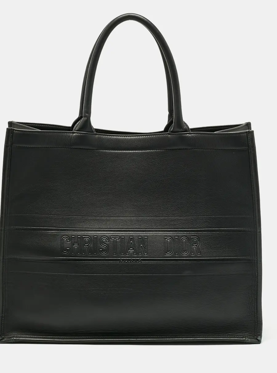Dior Large Black Leather Tote Bag