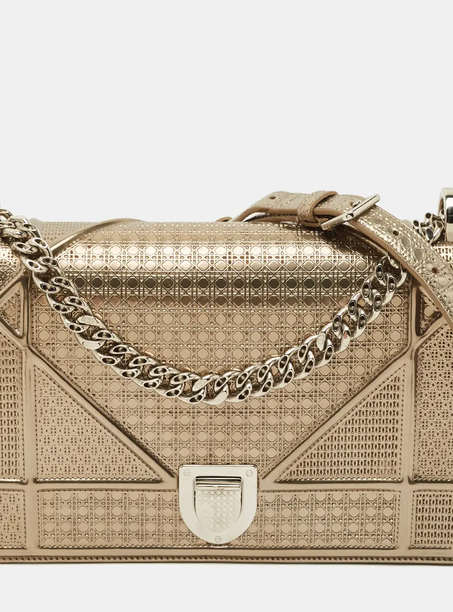 Dior Metallic Micro Cannage Patent Leather Medium Diorama Shoulder Bag