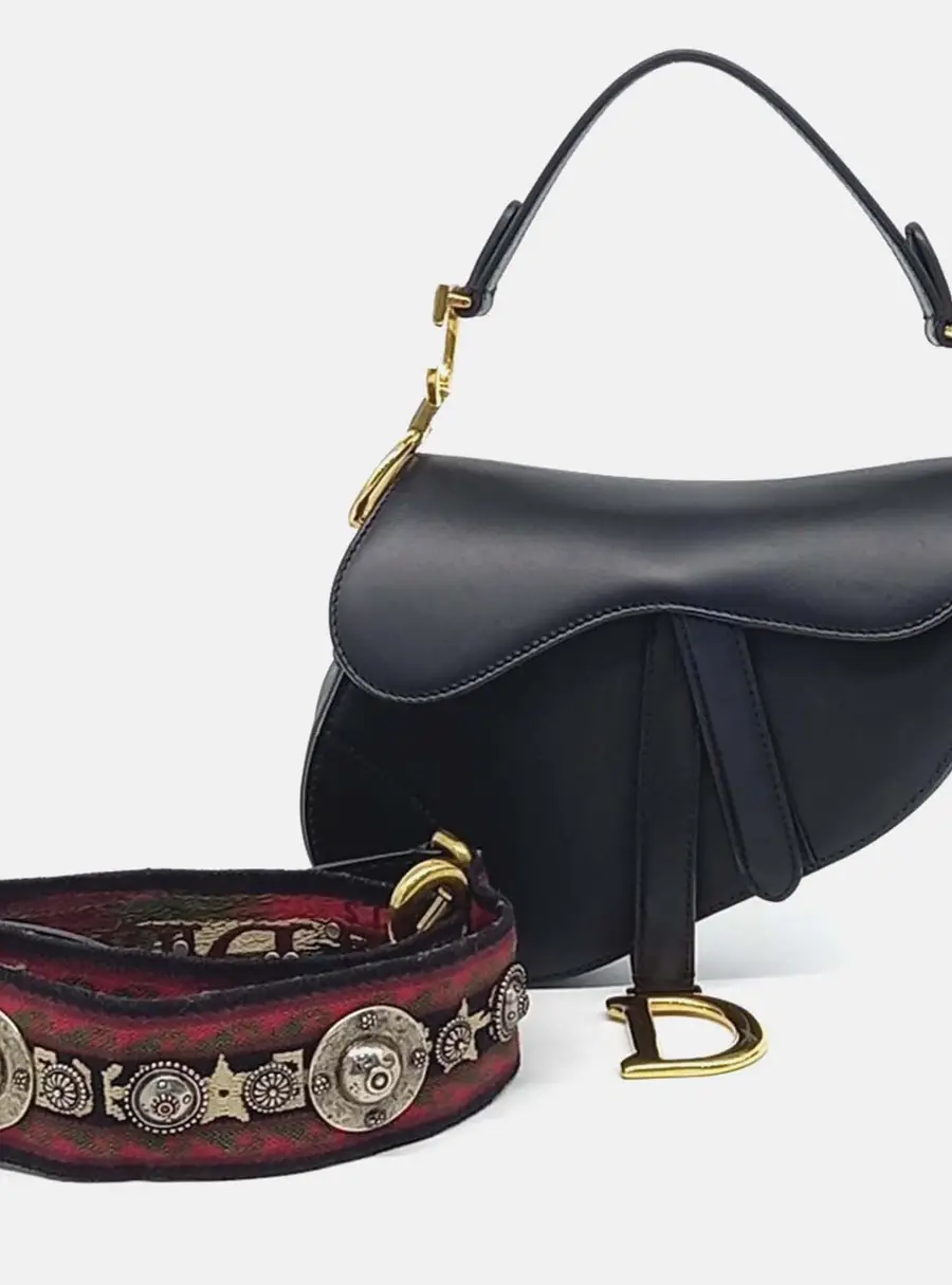 Christian Dior Saddle Mini Black Calfskin Leather Shoulder Bag