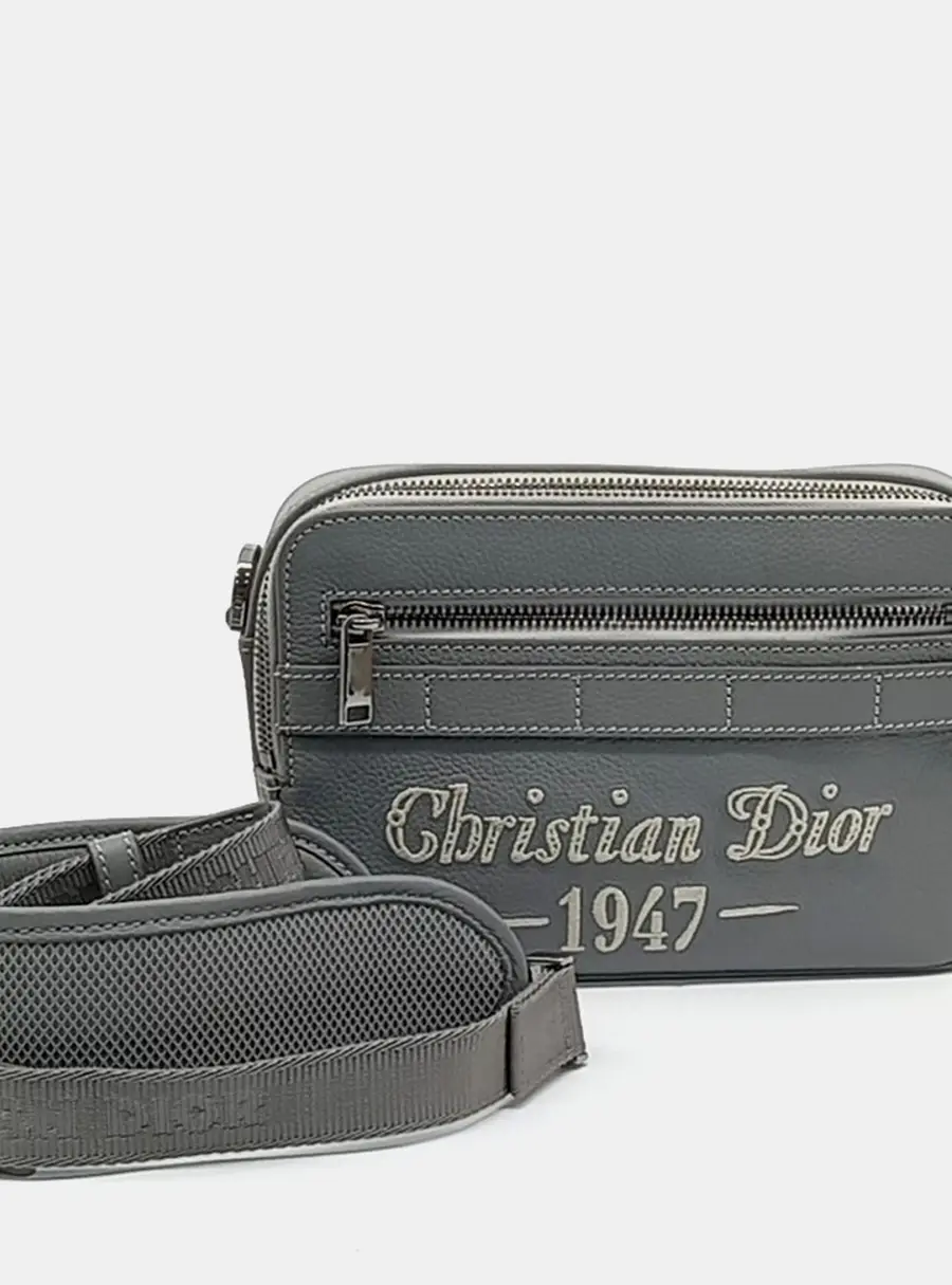 Dior Grey Leather Safari Messenger Bag