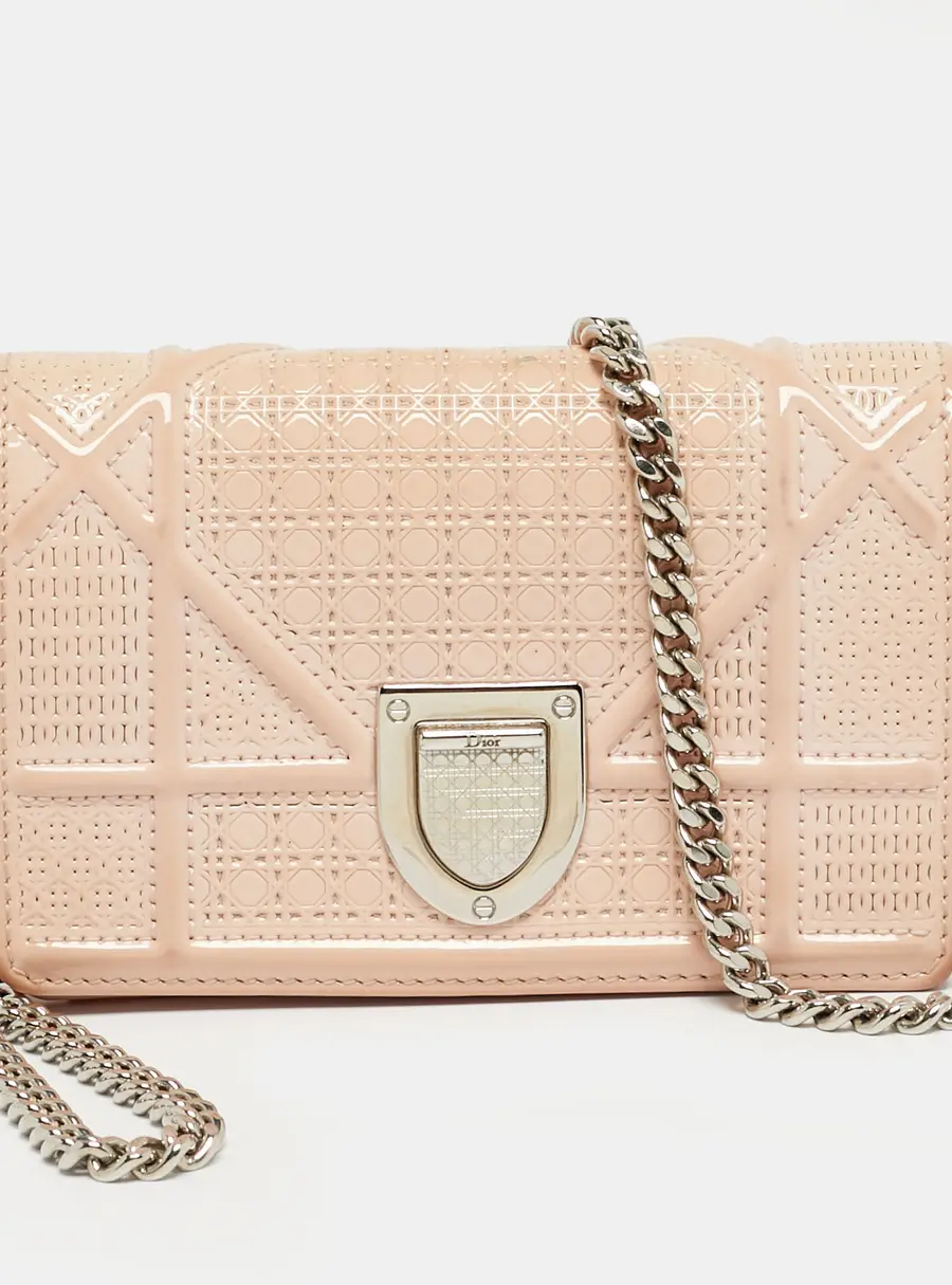 Dior Beige Microcannage Patent Leather Baby Diorama Bag