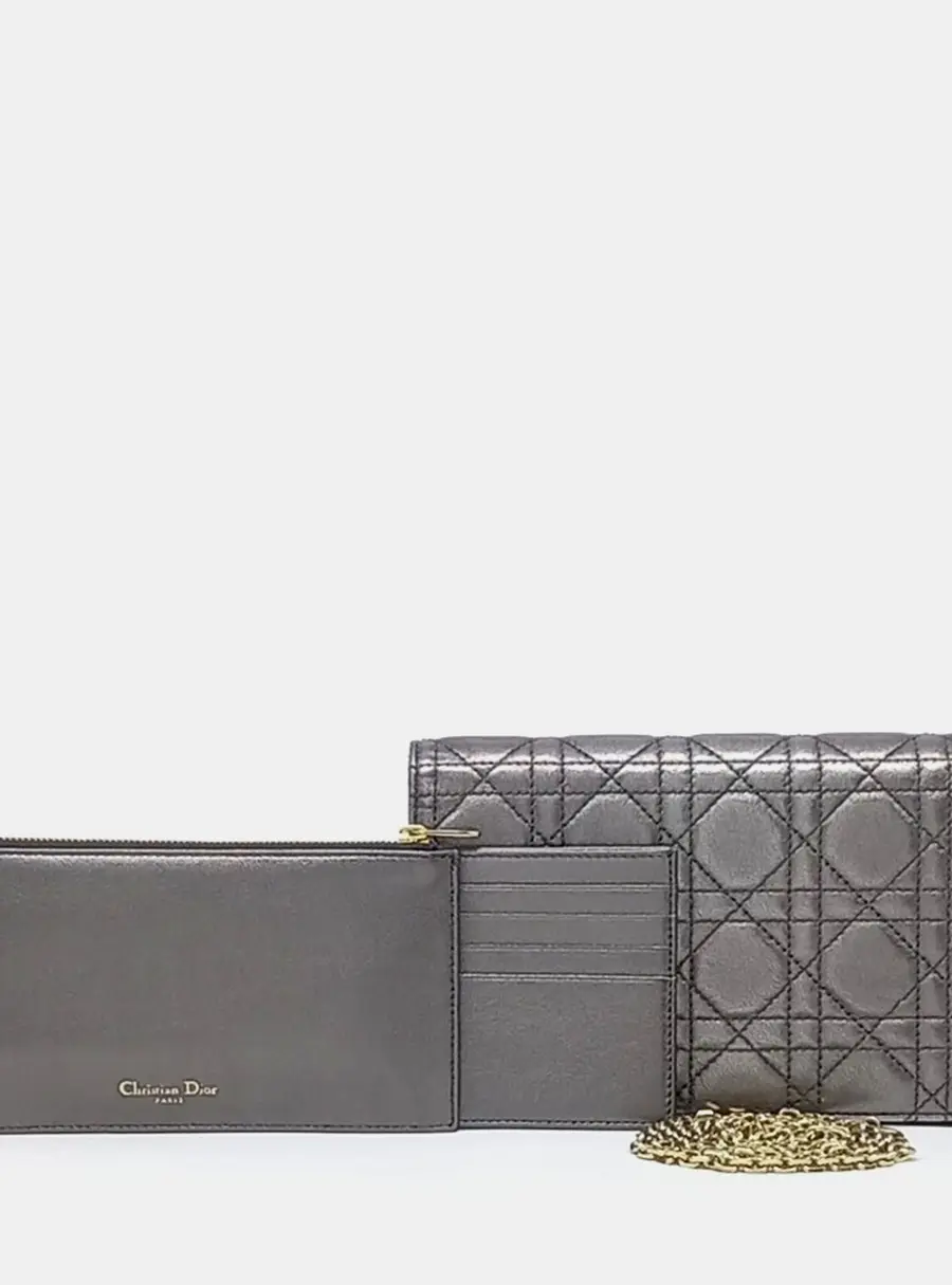 Dior Grey Leather Cannage Chain Crossbody Bag