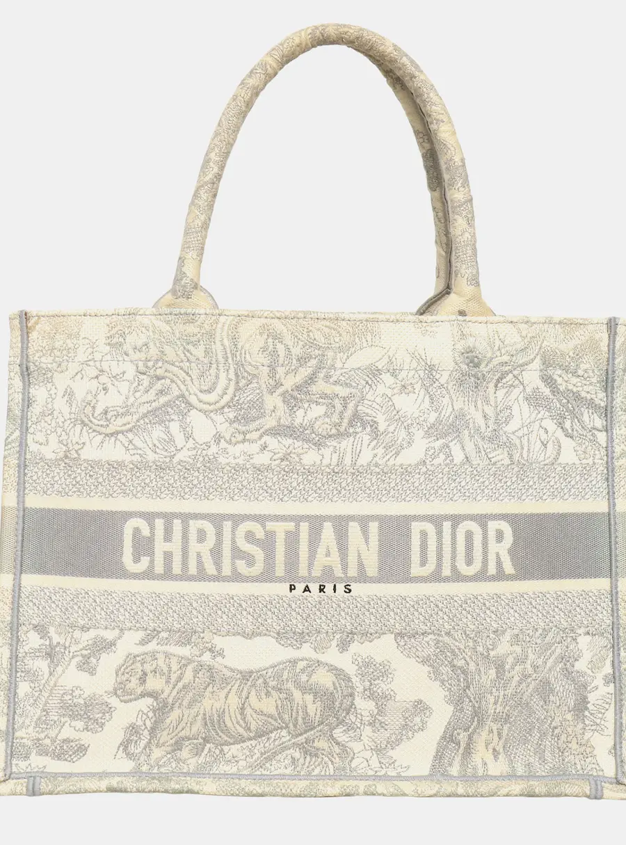 Dior Book Tote Medium Gray Canvas Tote Bag