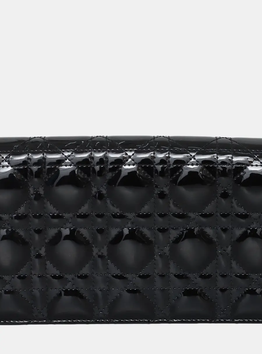 Dior Lady Dior Small Black Patent Leather Pouch Bag