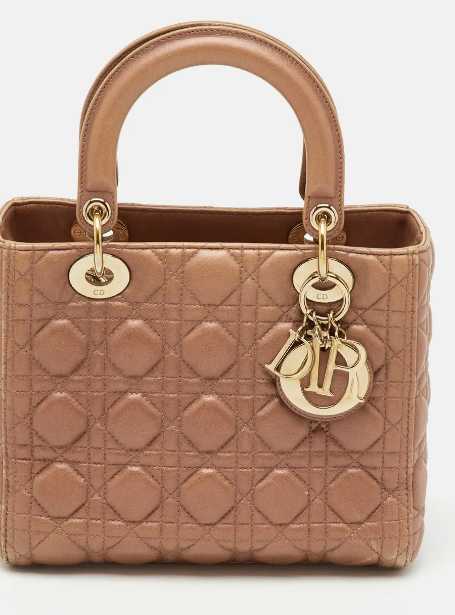 Dior Lady Dior Medium Beige Leather Tote Bag