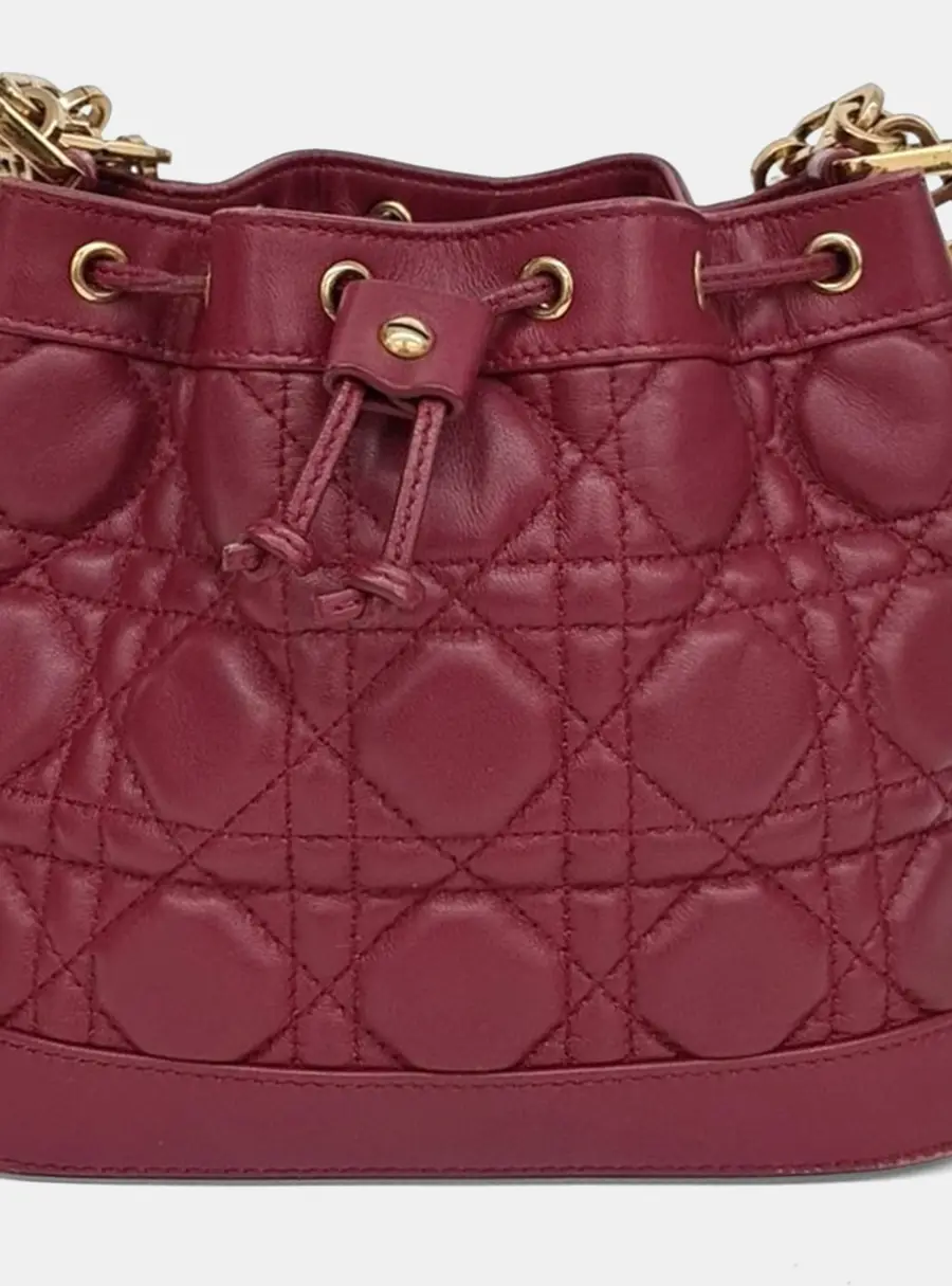 Dior Red Leather Cannage Bucket Bag