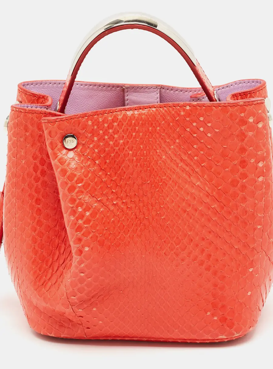 Dior Diorific Orange Small Python Bucket Bag