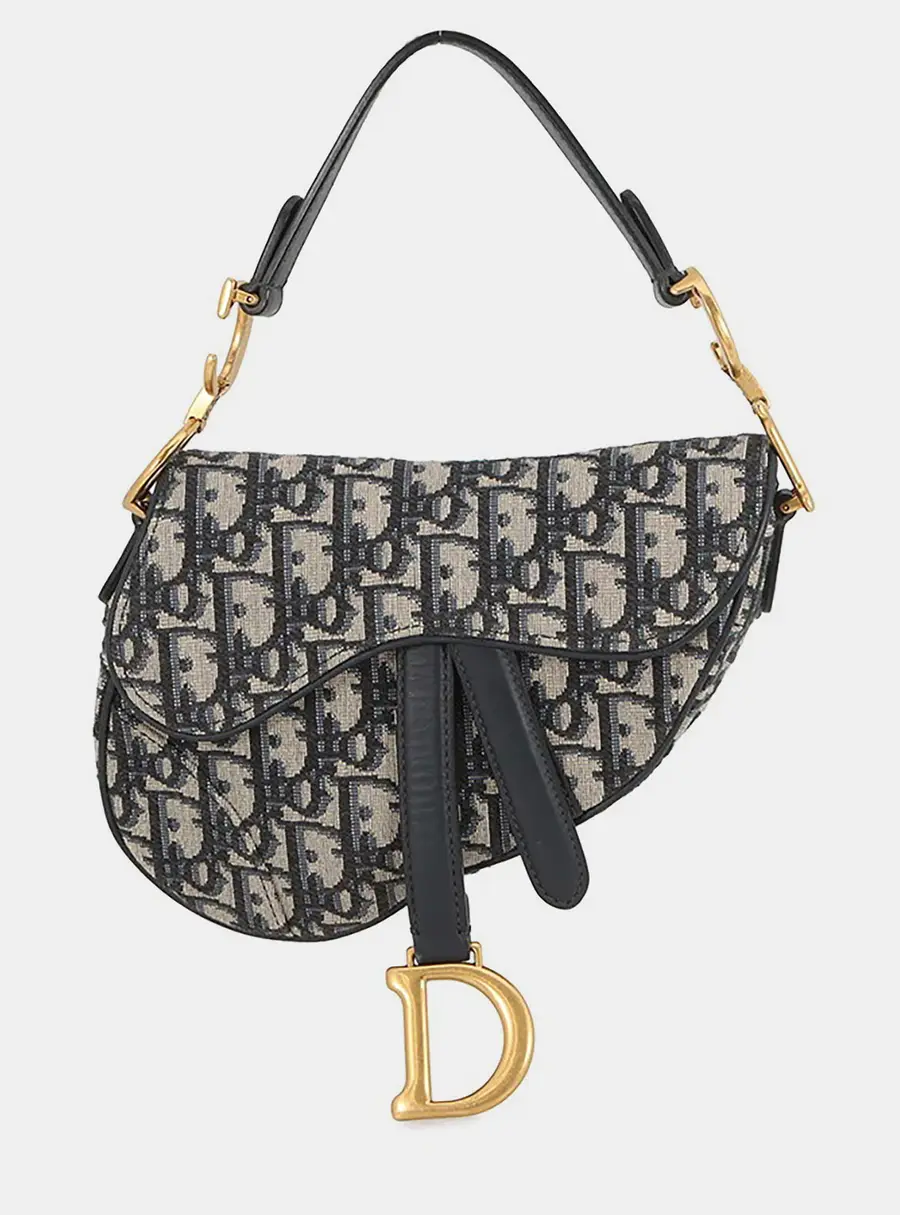 Dior Saddle Mini Navy Oblique Canvas Shoulder Bag