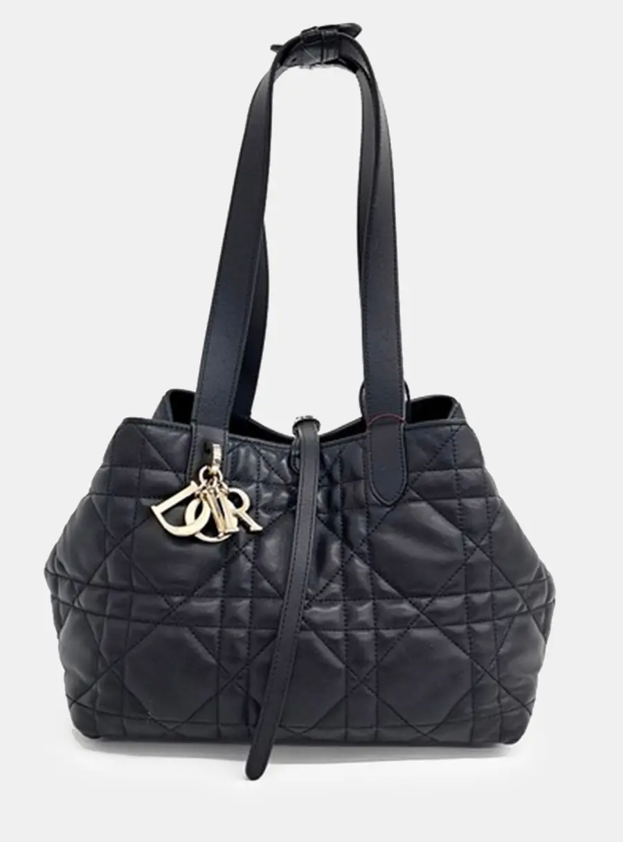 Dior Toujours Medium Black Lambskin Leather Shoulder Bag