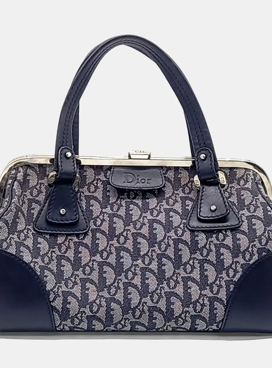 Christian Dior Blue Denim and Leather Tote Bag