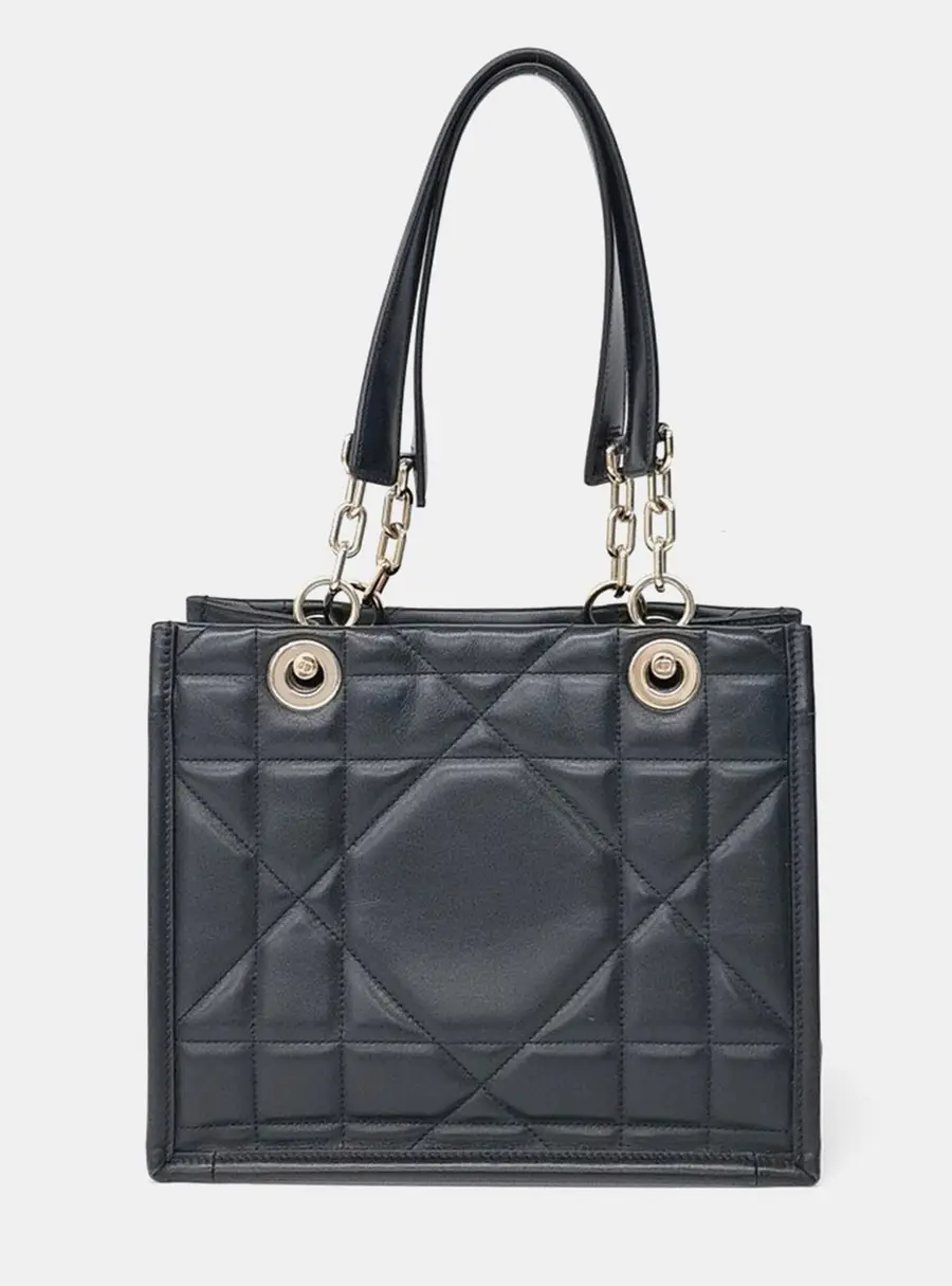 Christian Dior Essential Small Black Leather Tote Bag