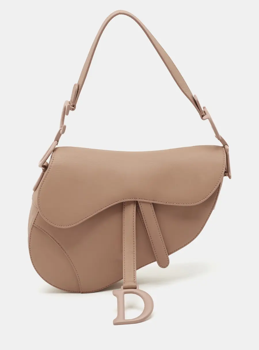 Dior Saddle Matte Powder Beige Leather Shoulder Bag