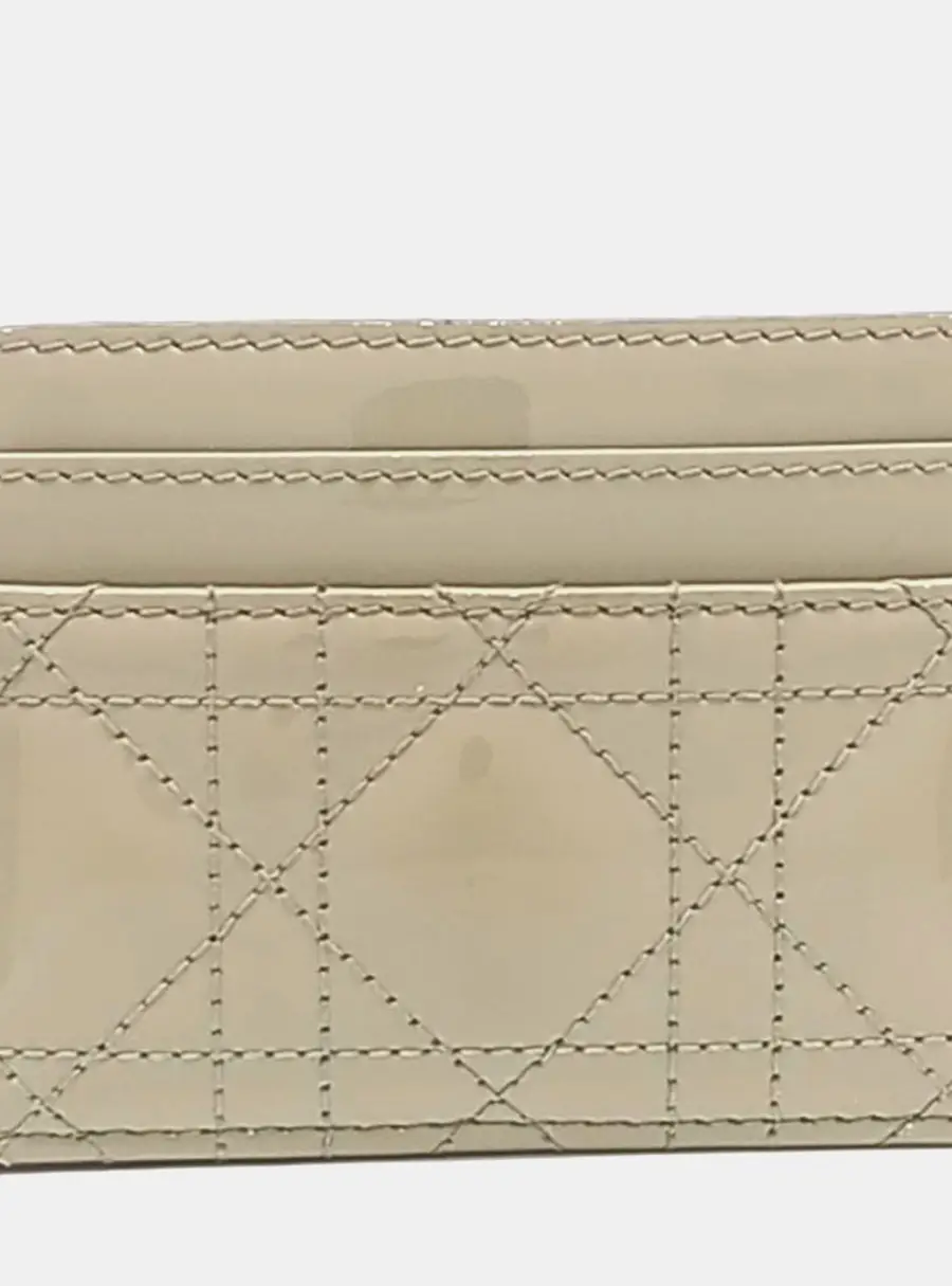 Christian Dior Cannage Beige Patent Leather Card Holder