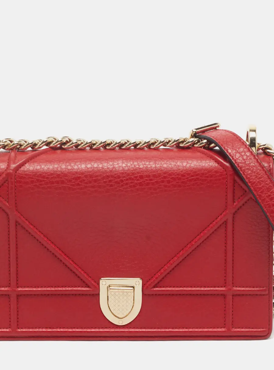 Dior Diorama Small Red Cannage Leather Flap Bag