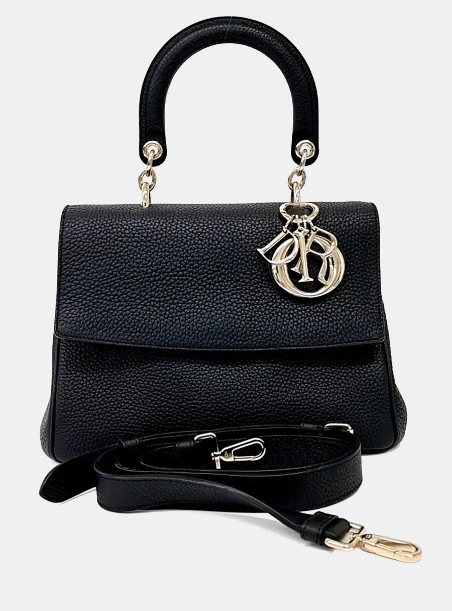 Christian Dior V-Dior Black Leather Tote and Shoulder Bag