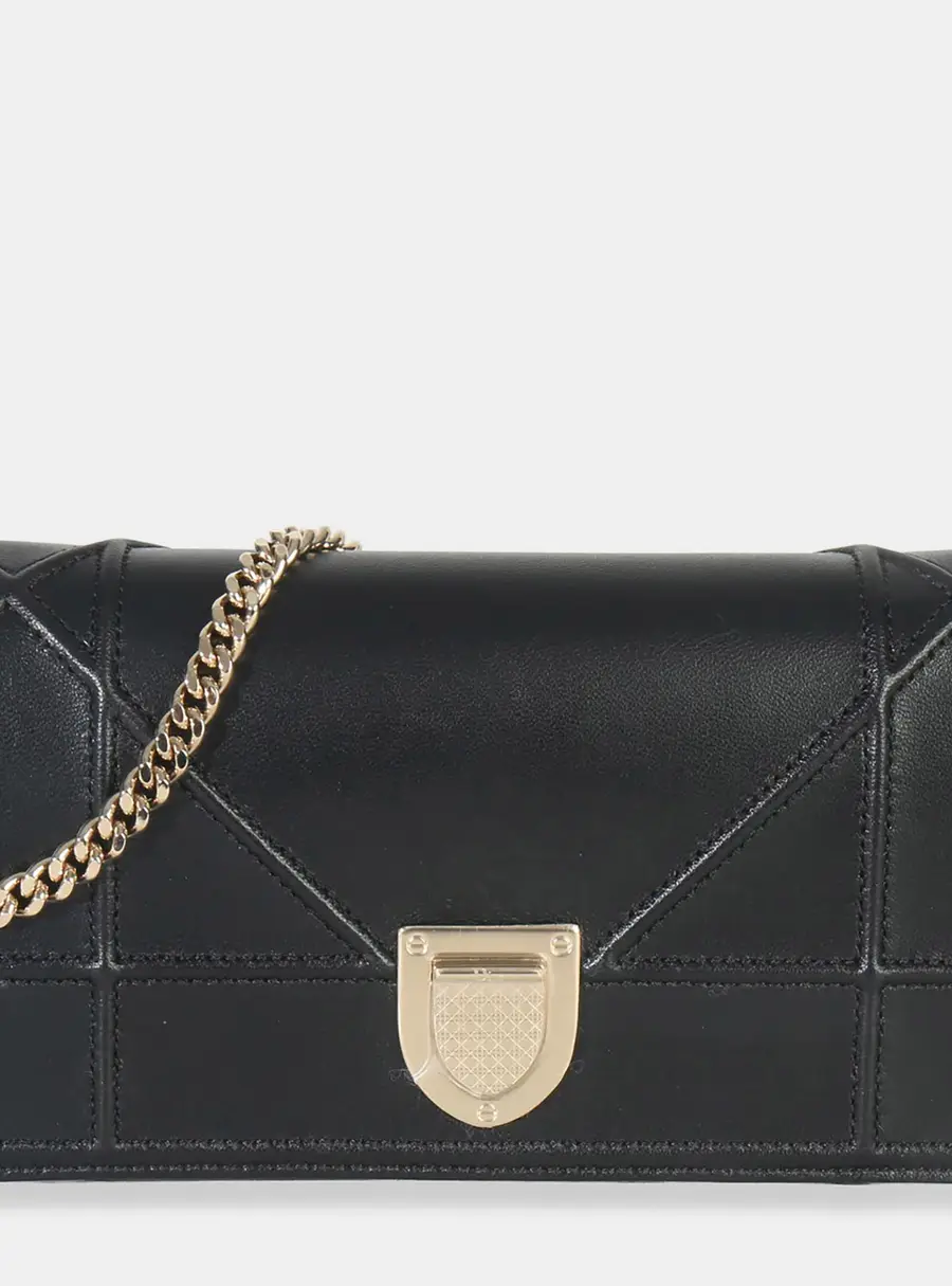 Christian Dior Diorama Croisiere Black Calfskin Leather Wallet on Chain Bag