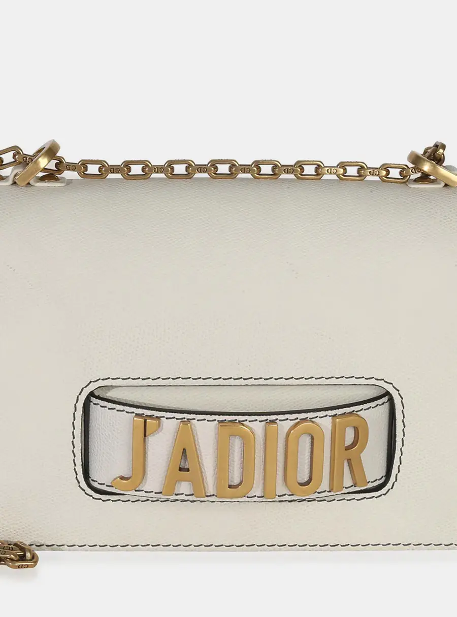 Christian Dior Off White Grained Calfskin J'Adior Chain Flap Bag
