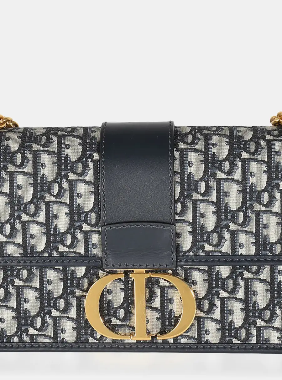 Christian Dior Navy Oblique Jacquard 30 Montaigne Chain Bag