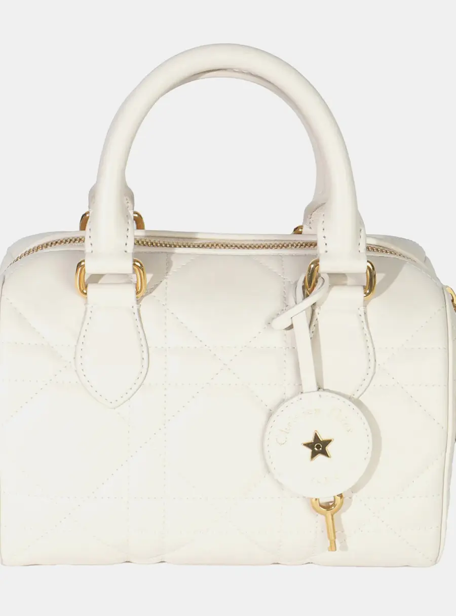 Christian Dior Dusty Ivory Macrocannage Calfskin Dior Groove 20 Bag
