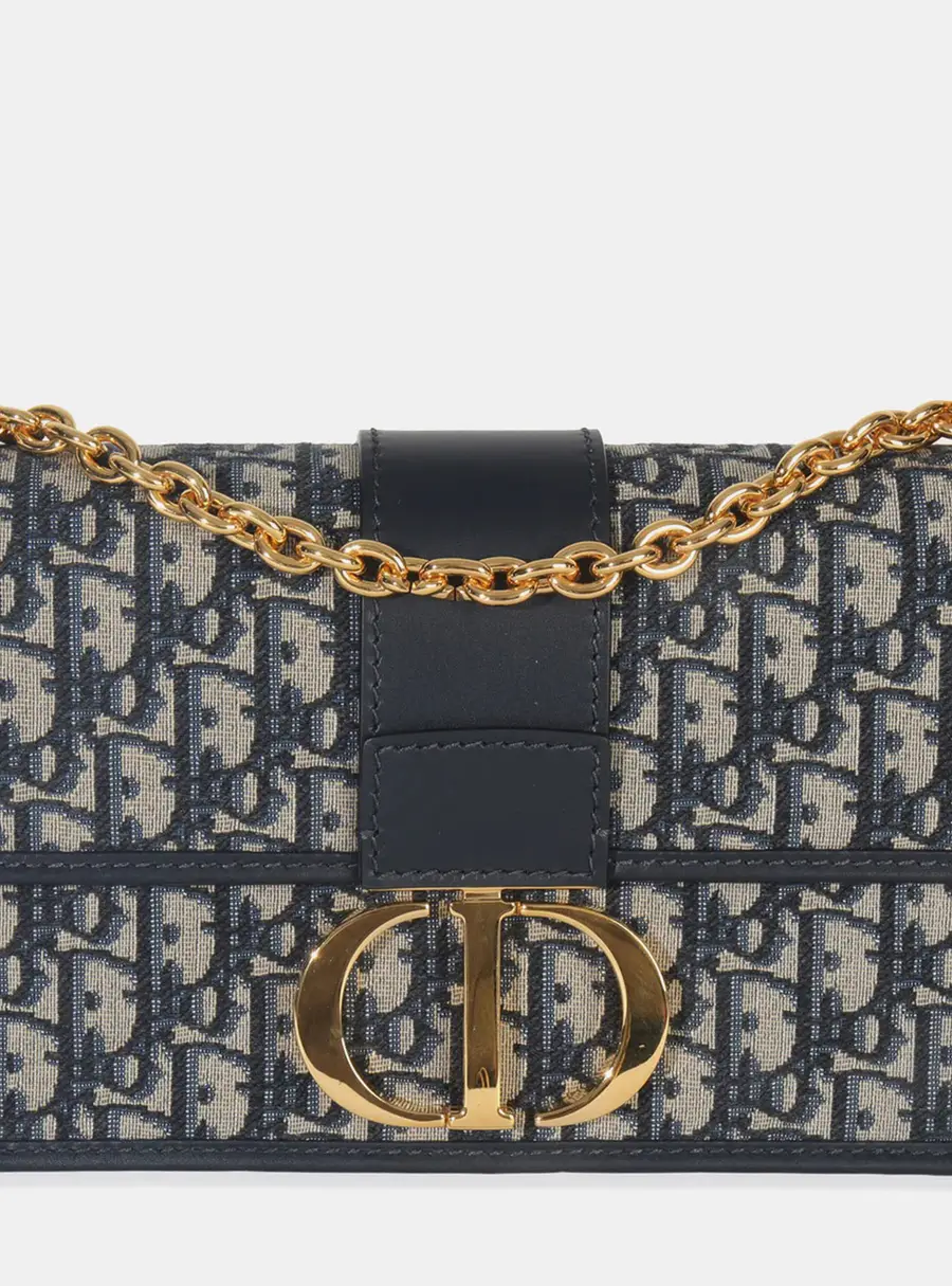Christian Dior Blue Oblique Dior 30 Montaigne Chain Bag