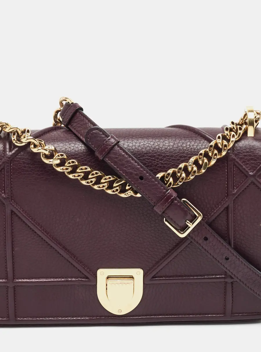 Dior Diorama Medium Burgundy Leather Shoulder Bag