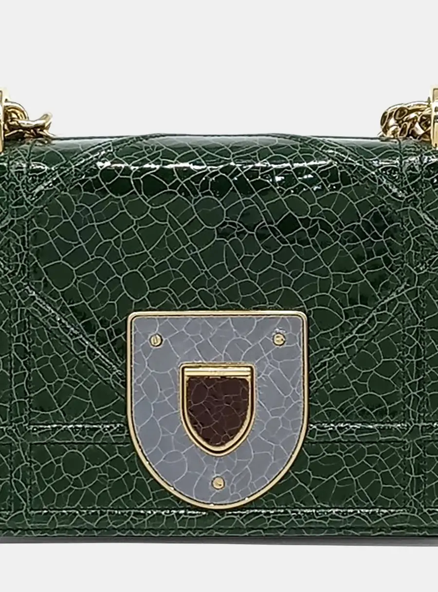 Dior Green Leather Diorama Chain Shoulder Bag