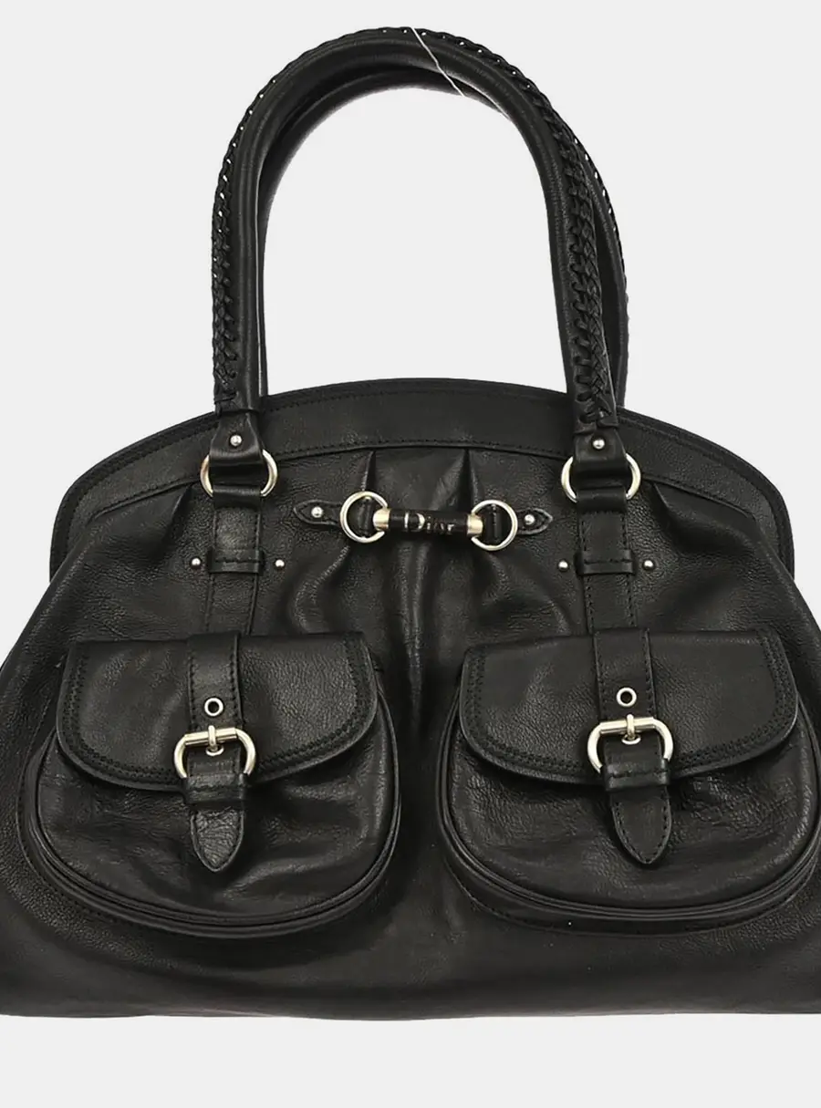 Christian Dior My Dior Duffle Black Leather Top Handle Bag