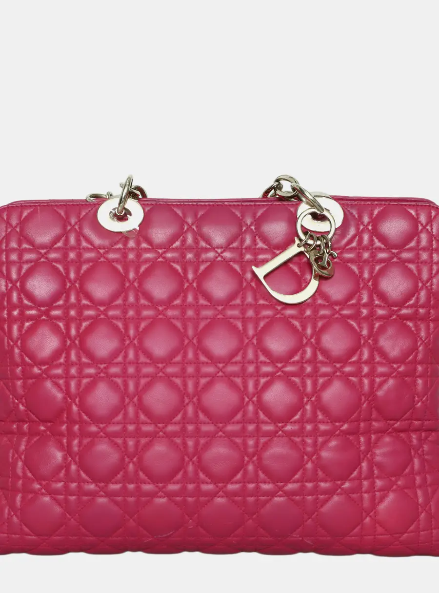Dior Soft Cannage Large Pink Leather Shoulder Bag
