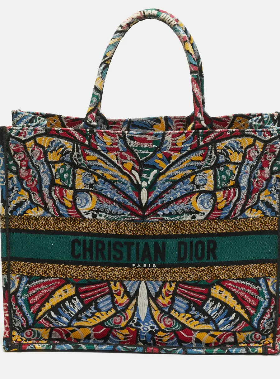 Dior Book Large Multicolor Butterfly Embroidered Canvas Tote