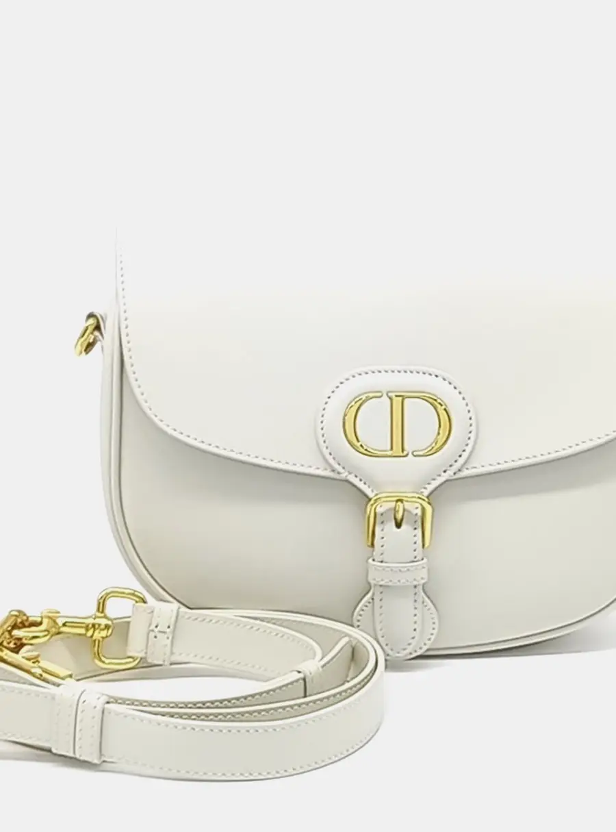 Dior Bobby Medium White Calfskin Leather Crossbody Bag