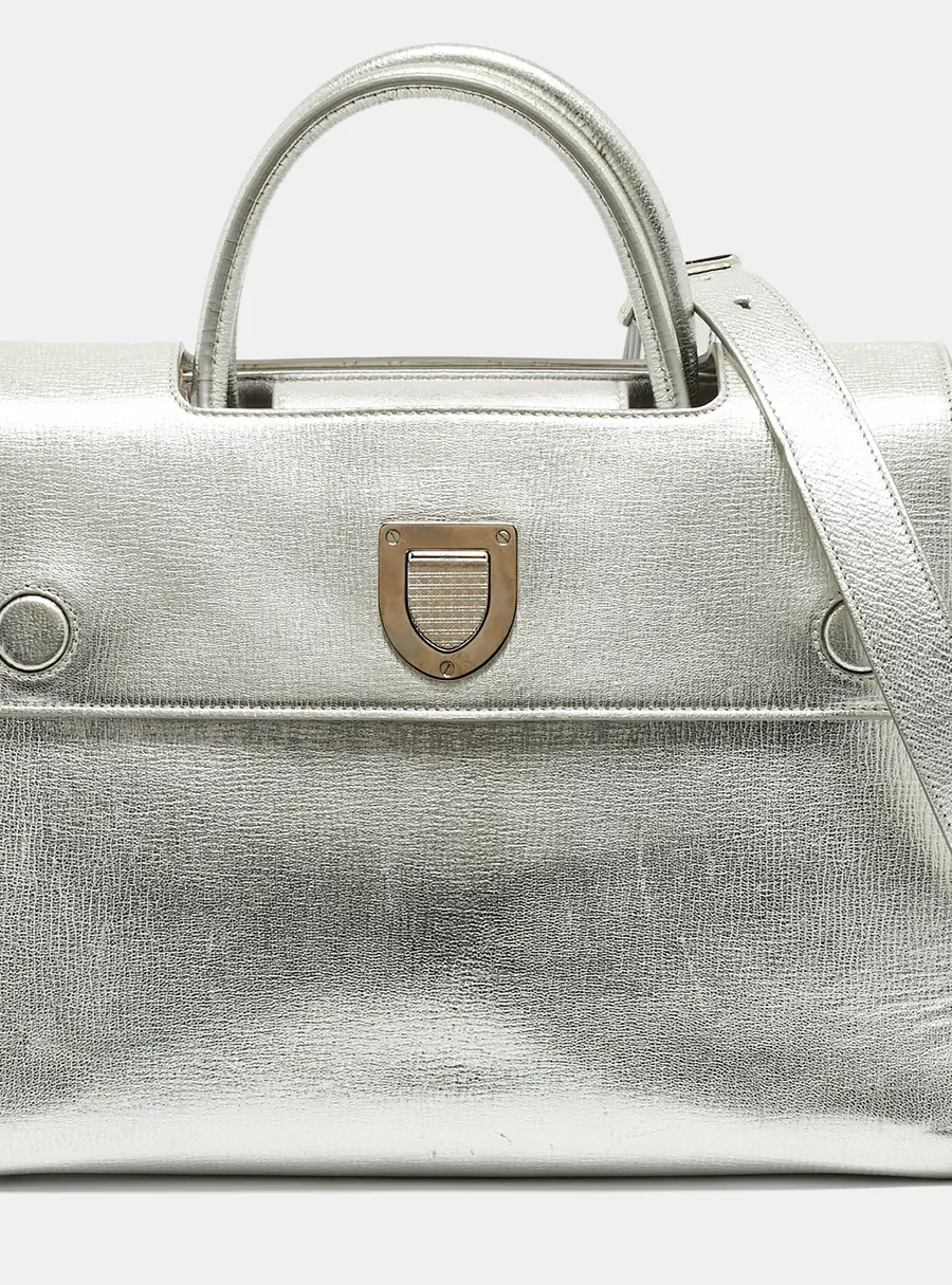 Dior Diorever Medium Silver Leather Tote
