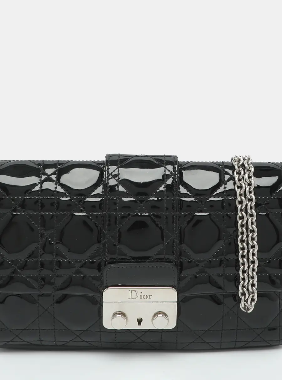 Dior Miss Dior Promenade Black Cannage Patent Leather Chain Crossbody Bag