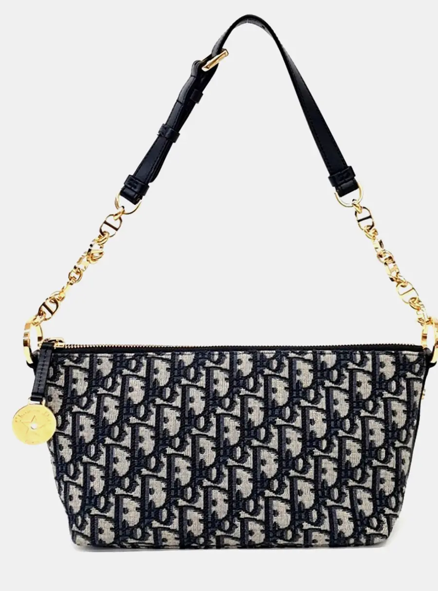 Dior Diorstar Oblique Hobo Black Canvas Hobo Bag
