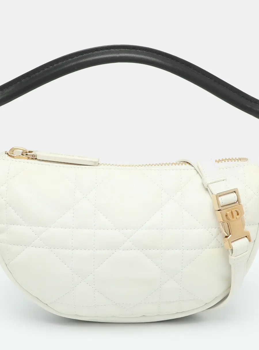 Dior Vibe Small White/Black Cannage Leather Hobo