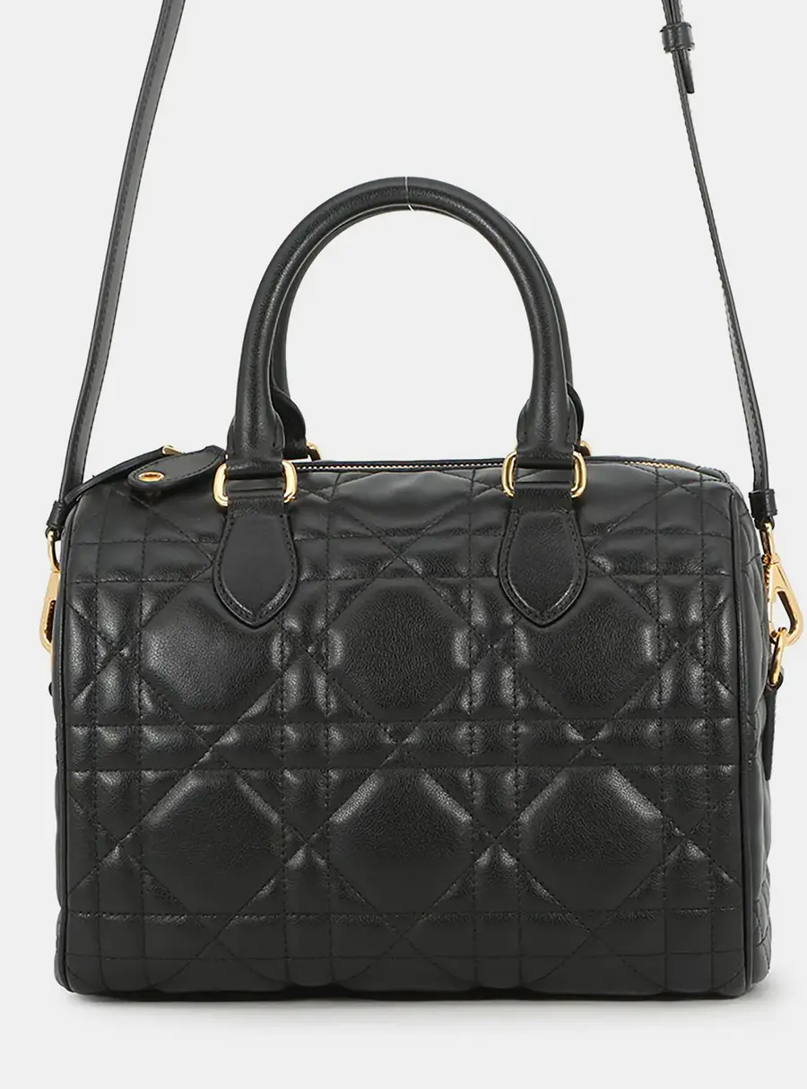 Dior Groove 25 Black Macrocannage Calfskin Leather Top Handle Bag