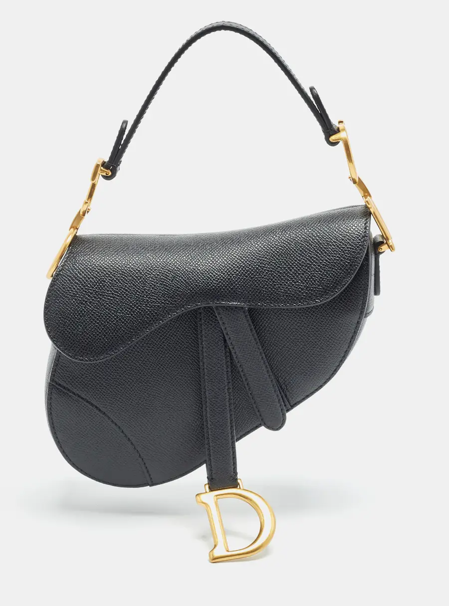 Dior Saddle Mini Black Leather Bag