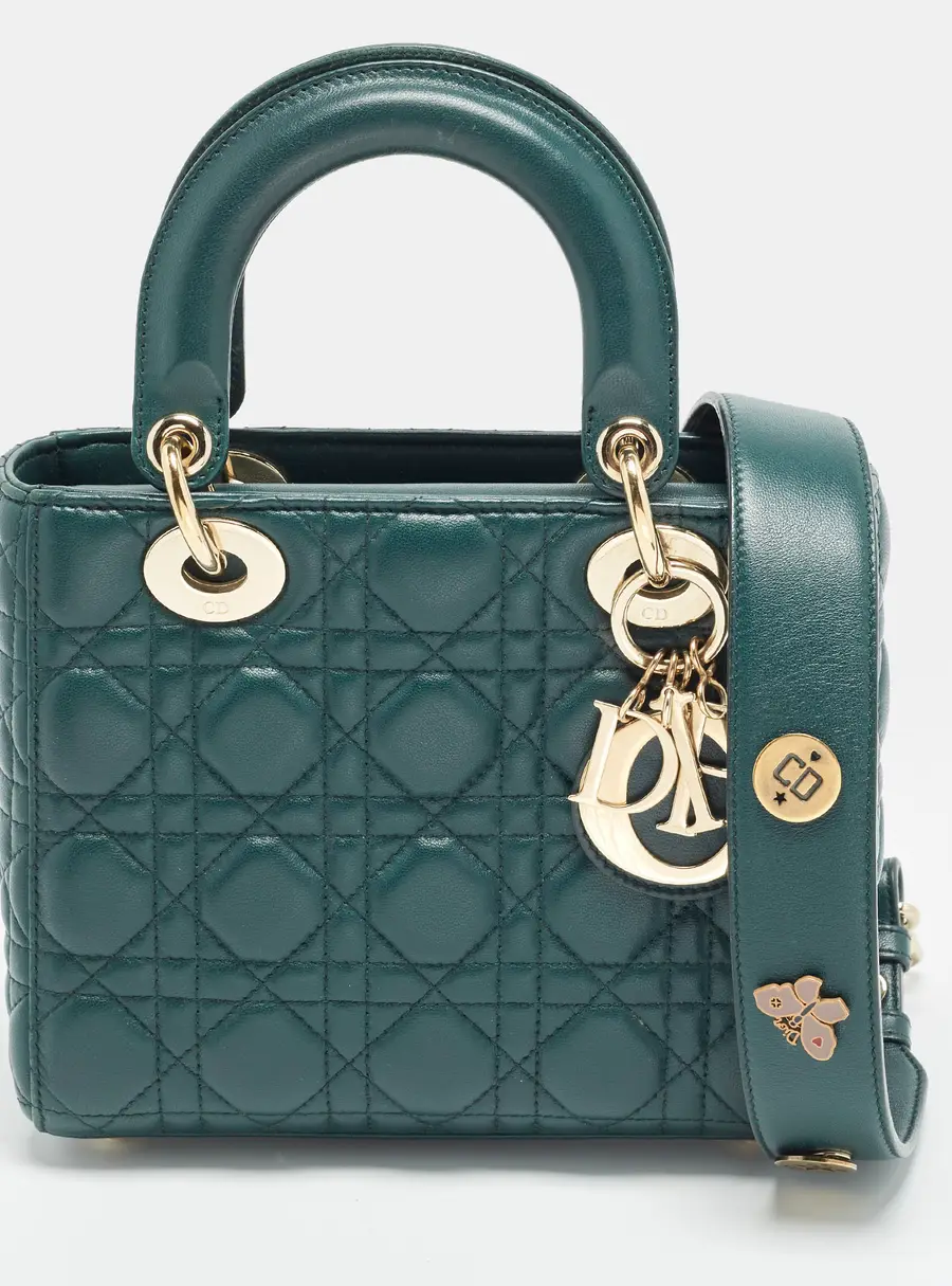 Dior Lady Dior My ABCDior Small Green Cannage Leather Tote