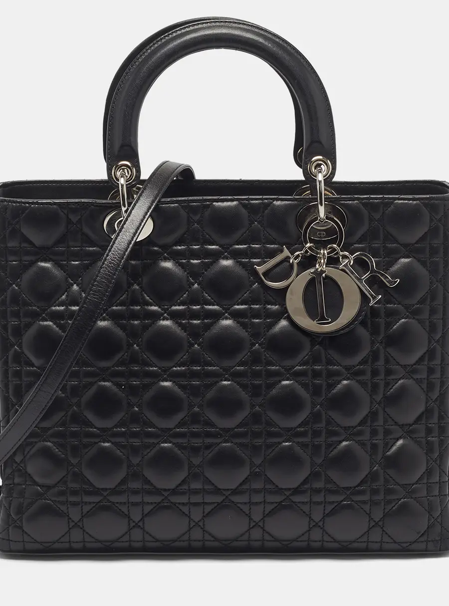 Dior Lady Dior Large Black Cannage Leather Tote