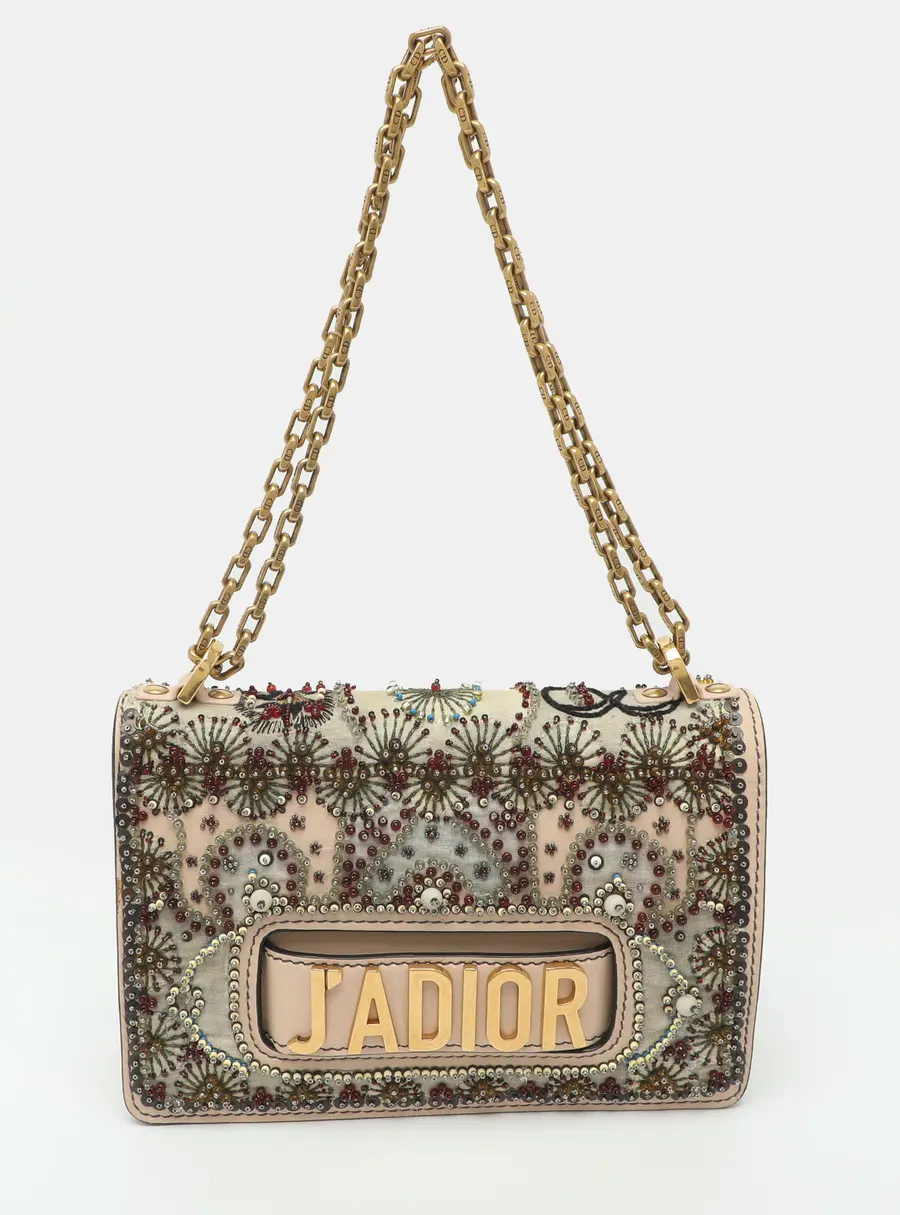 Dior J'Adior Medium Multicolor Leather and Mesh Embellished Shoulder Bag