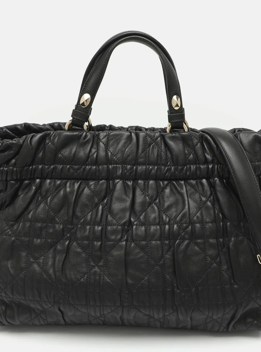 Dior Delices Gaufre Black Leather Tote