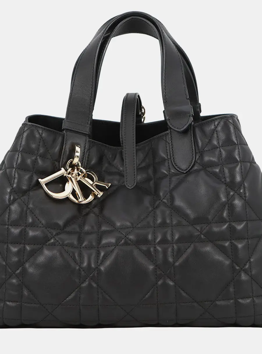Dior Dior Toujours Medium Black Calfskin Leather Top Handle Bag