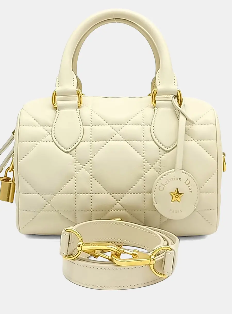 Dior Groove 20 Cream Leather Top Handle Bag