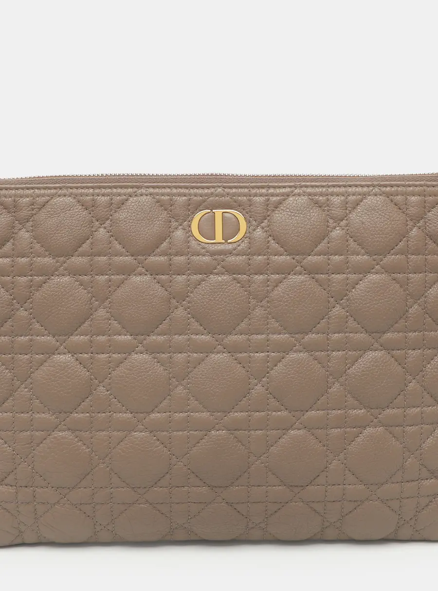 Dior Caro Daily Large Etoupe Cannage Leather Pouch