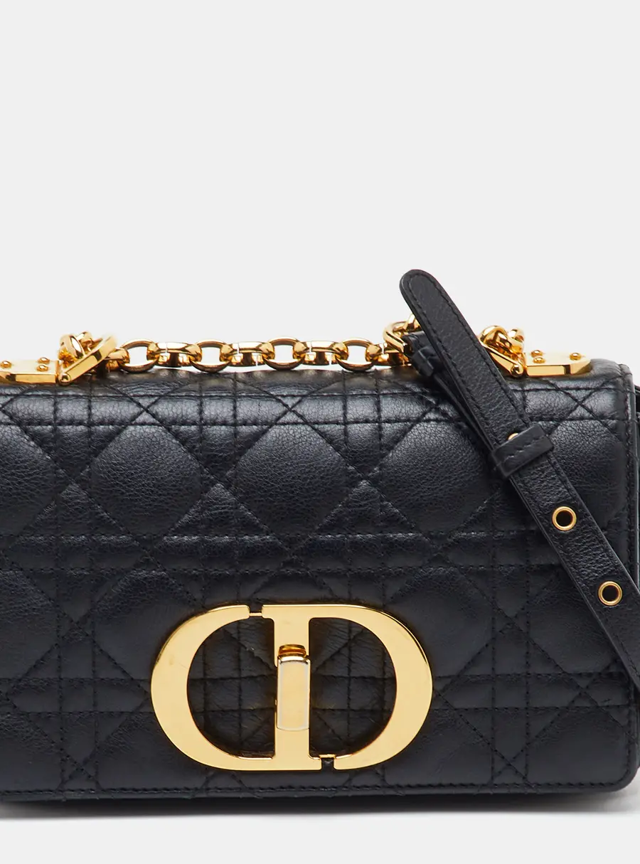 Dior Caro Small Black Cannage Leather Shoulder Bag