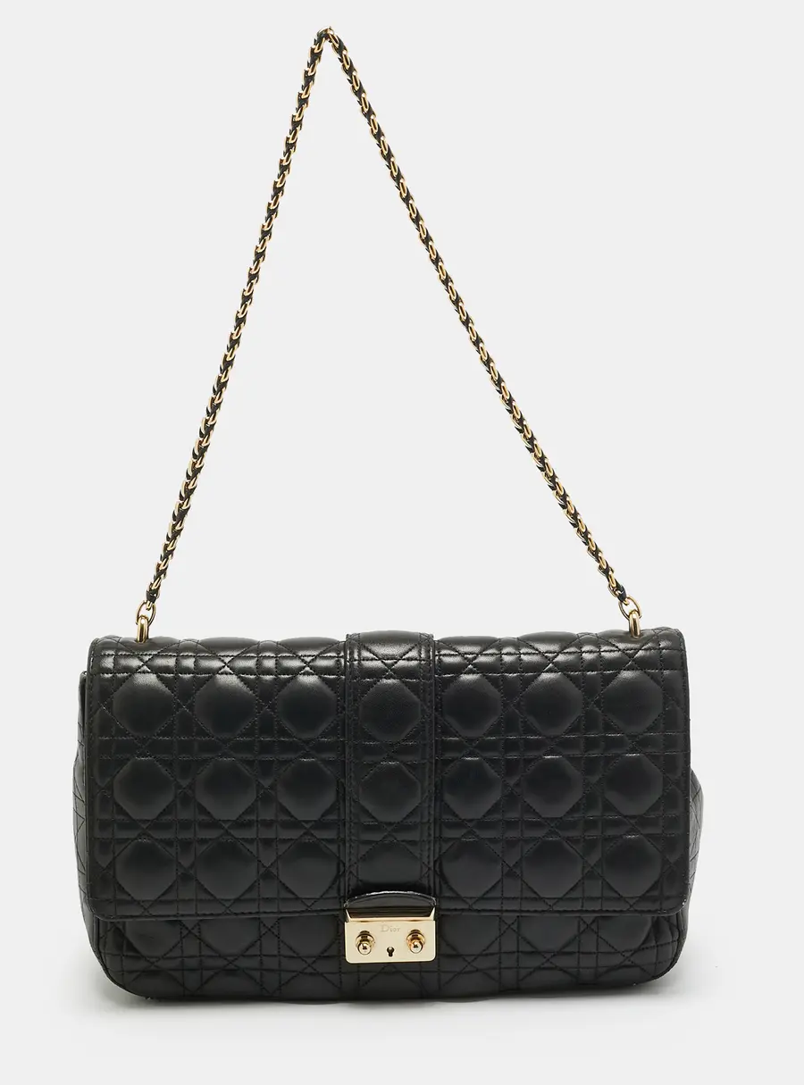 Dior Miss Dior Flap Large Black Cannage Leather Bag
