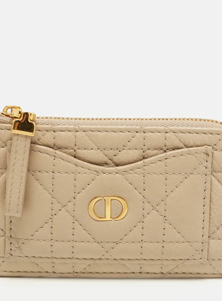 Dior Caro Cosmos Beige Cannage Leather Card Holder