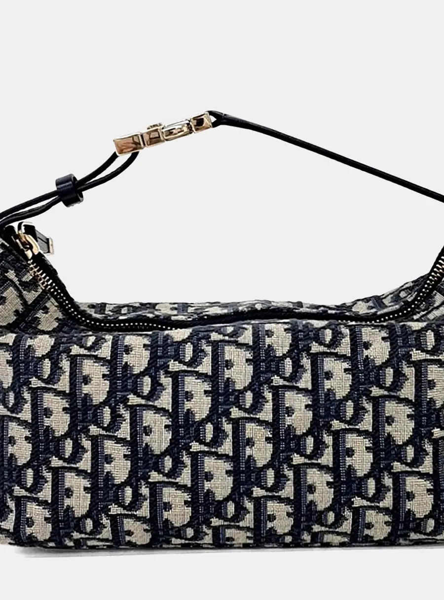 Dior Travel Nomad Medium Blue Oblique Fabric Pouch Bag