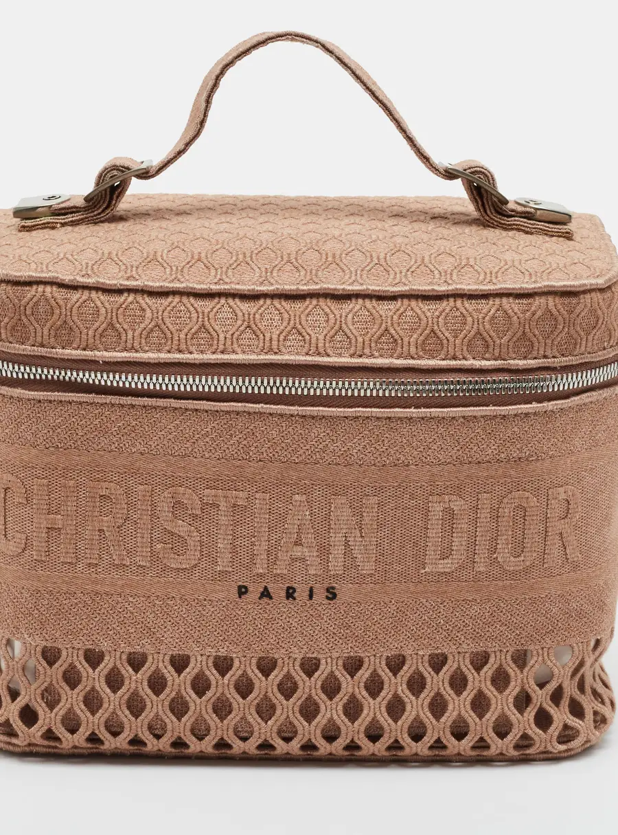 Dior DiorTravel Beige Embroidered Canvas Cut Out Vanity Case